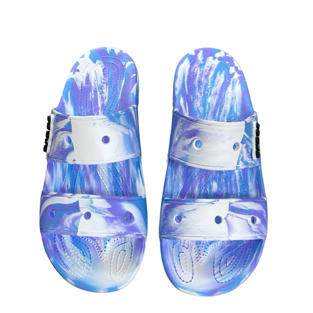 Crocs Classic Marbled Tie-Dye Sandal White/Oxygen Men's 11, Women's 13